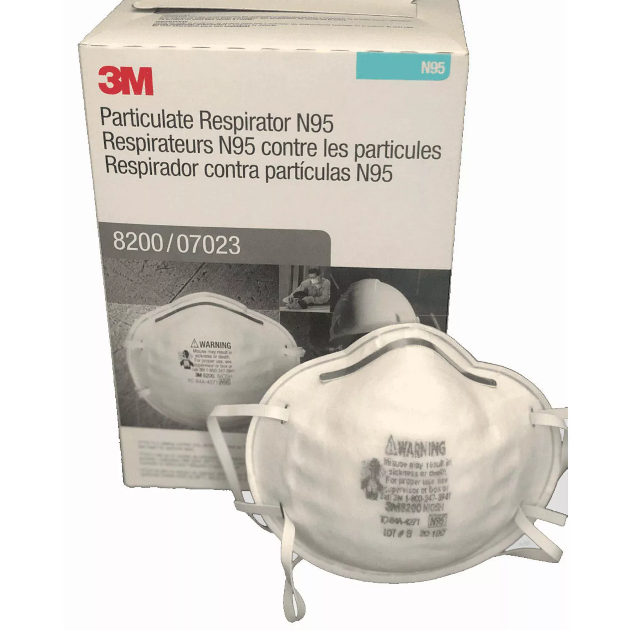 3M 8200 N95 Particulate Respirator | NIOSH Approved, 95% Filtration Efficiency | Lightweight, Disposable Dust Mask for Industrial Use | Box of 20